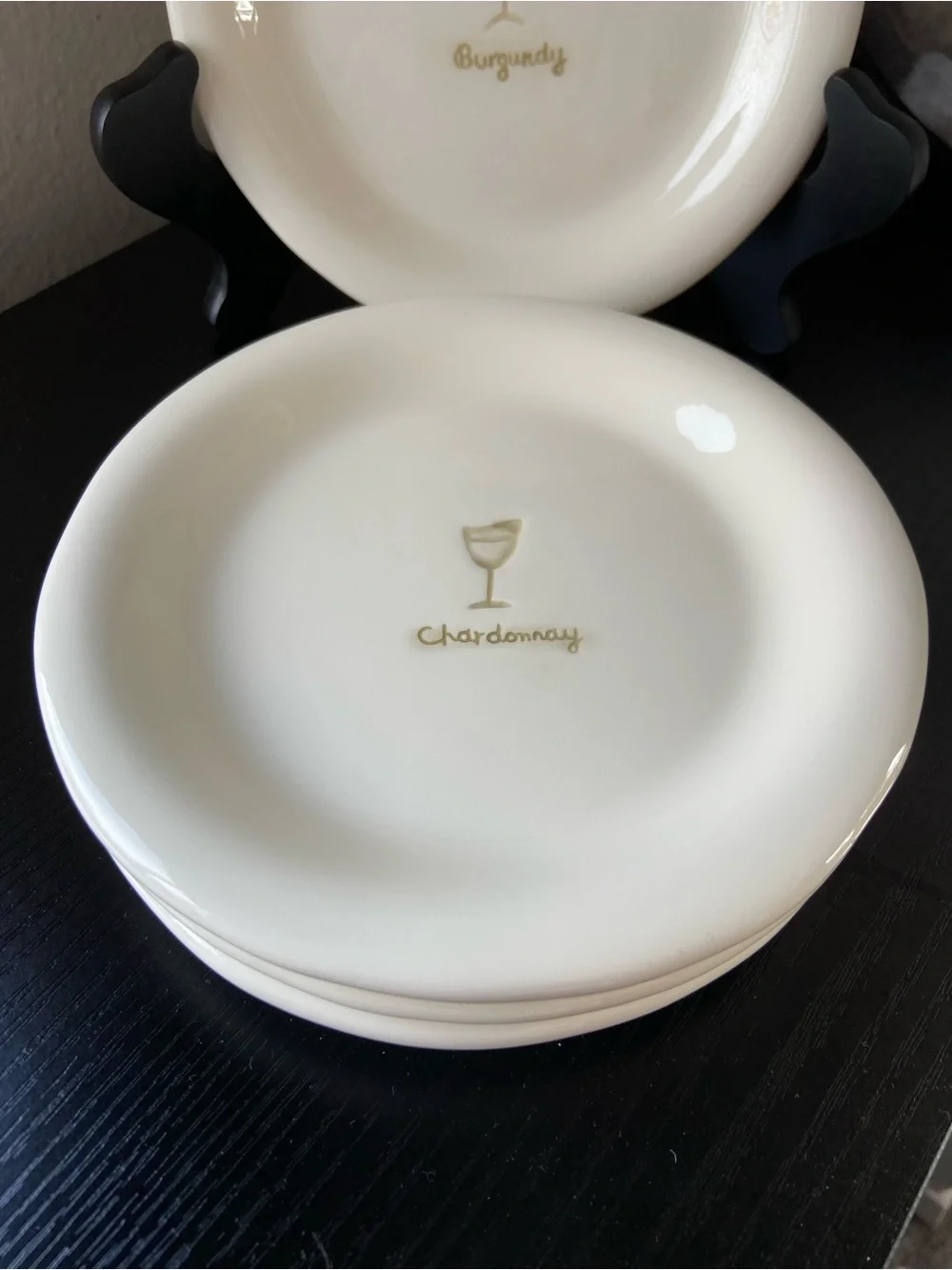 Williams Sonoma Appetizer Plates WINE Series Dishes Charcuterie Set of 4